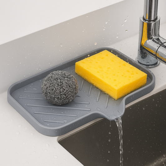 Silicone Faucet Splash Guard Sink Tray & Sponge Holder
