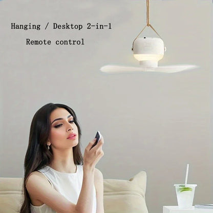 Portable wireless mini ceiling fan light USB fan with remote control