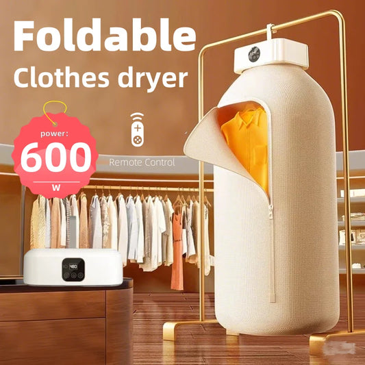 Mini Portable Dryer Foldable Electric Dryer Apartment Portable Dryer Travel RVS with Dryer Bag and Time Set Travel Style